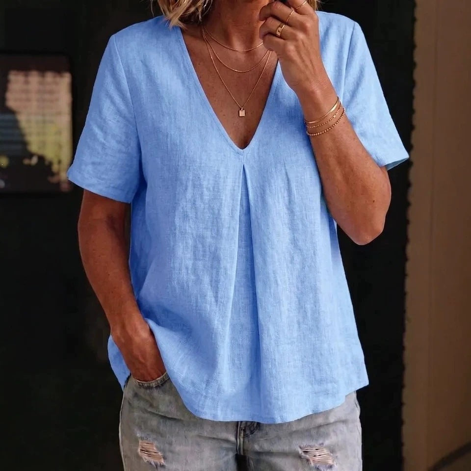 V-neck short-sleeve shirt